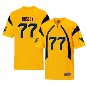 Mens West Virginia Mountaineers #77 Bruce Bosley Yellow Retro Stitch Jerseys 153104-146