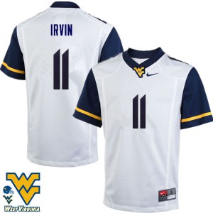 Mens West Virginia #11 Bruce Irvin White Embroidery Jersey 821447-743