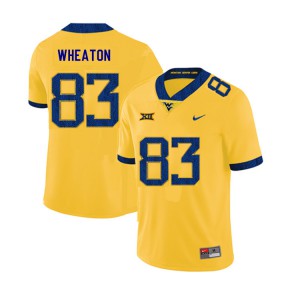 Mens West Virginia University #83 Bryce Wheaton Yellow 2019 Embroidery Jersey 695521-544