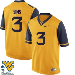 Men West Virginia #3 Charles Sims Gold Stitched Jerseys 930669-485