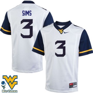 Men's West Virginia #3 Charles Sims White Football Jersey 217368-199
