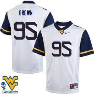 Mens West Virginia #95 Christian Brown White Stitched Jerseys 219551-794