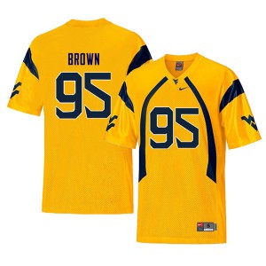 Men's West Virginia #95 Christian Brown Yellow Retro Football Jerseys 398116-525