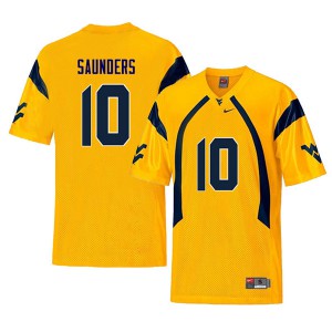 Mens West Virginia Mountaineers #10 Cody Saunders Yellow Retro Embroidery Jerseys 647353-837