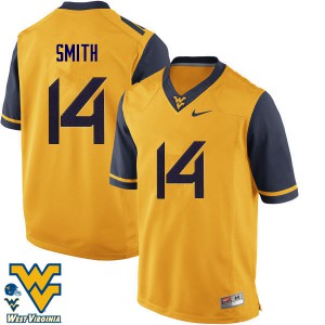 Men's West Virginia Mountaineers #14 Collin Smith Gold Stitched Jersey 404066-702