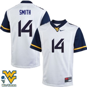 Men's West Virginia University #14 Collin Smith White NCAA Jersey 590696-833