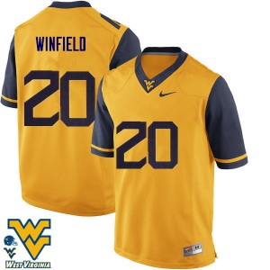 Men West Virginia University #20 Corey Winfield Gold Embroidery Jerseys 105887-270