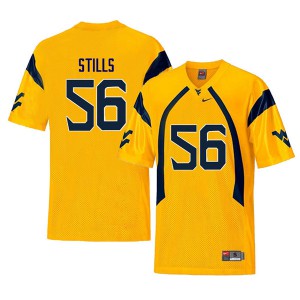 Mens Mountaineers #56 Darius Stills Yellow Retro NCAA Jerseys 140933-398