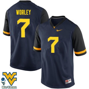 Men's West Virginia Mountaineers #7 Daryl Worley Navy Official Jerseys 753382-685