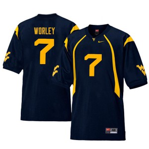 Men West Virginia #7 Daryl Worley Navy Retro Football Jerseys 124510-212
