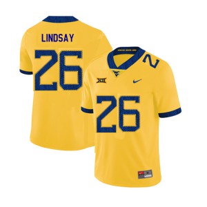 Mens WVU #26 Deamonte Lindsay Yellow 2019 College Jersey 278913-820