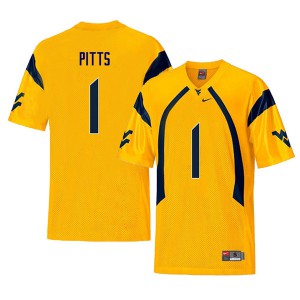Men's WVU #1 Derrek Pitts Yellow Retro College Jersey 184973-561