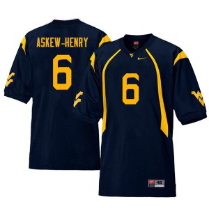 Men's WVU #6 Dravon Askew-Henry Navy Retro Stitched Jerseys 949757-636