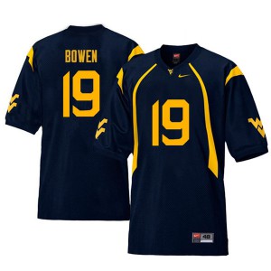 Men West Virginia University #19 Druw Bowen Navy Retro Stitched Jerseys 889000-438