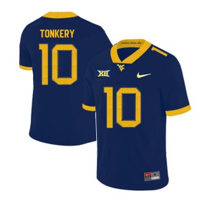 Men's West Virginia University #10 Dylan Tonkery Navy 2019 Embroidery Jersey 627273-755