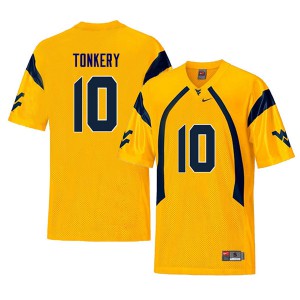 Men West Virginia #10 Dylan Tonkery Yellow Retro Stitch Jerseys 375247-290
