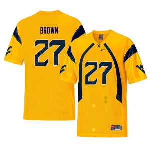 Men WVU #27 E.J. Brown Yellow Retro Player Jerseys 720917-233