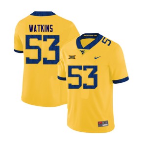 Mens WVU #53 Eddie Watkins Yellow Stitch Jerseys 949906-746