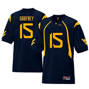 Mens West Virginia #15 Eli Godfrey Navy Retro Player Jerseys 530206-383