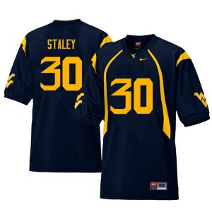 Mens WVU #30 Evan Staley Navy Retro Stitched Jerseys 585489-709