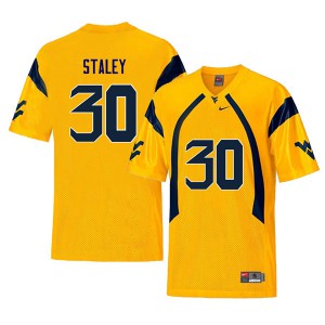 Men's West Virginia Mountaineers #30 Evan Staley Yellow Retro Stitched Jerseys 503213-735