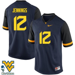 Men's West Virginia University #12 Gary Jennings Navy Official Jerseys 415093-803