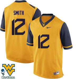 Men's West Virginia #12 Geno Smith Gold Stitch Jersey 517895-227