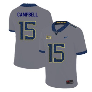 Men West Virginia Mountaineers #15 George Campbell Gray 2019 College Jerseys 578585-889