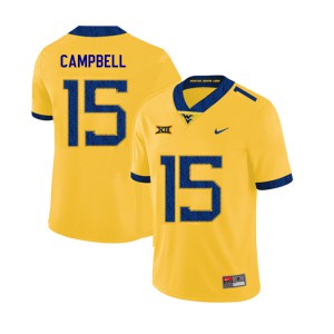 Men West Virginia #15 George Campbell Yellow 2019 University Jerseys 706838-141