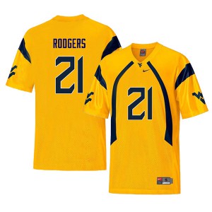 Mens West Virginia #21 Ira Errett Rodgers Yellow Retro High School Jerseys 508302-700