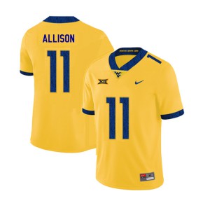 Mens West Virginia University #11 Jack Allison Yellow 2019 High School Jerseys 327048-155