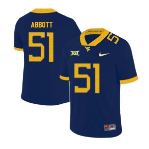 Men West Virginia University #51 Jake Abbott Navy 2019 Stitched Jerseys 136694-212
