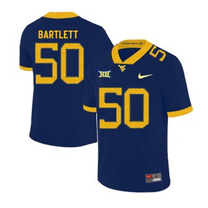 Men West Virginia University #50 Jared Bartlett Navy 2019 Embroidery Jerseys 517592-117