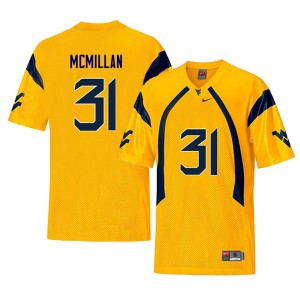 Mens West Virginia #31 Jawaun McMillan Yellow Retro Alumni Jerseys 520465-233
