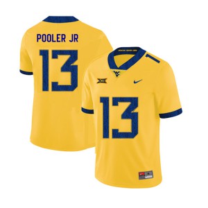 Men West Virginia #13 Jeffery Pooler Jr. Yellow 2019 Embroidery Jerseys 226187-635