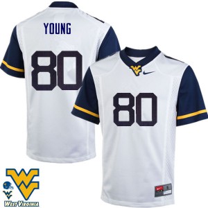 Men West Virginia #80 Jonn Young White NCAA Jersey 449855-674