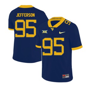 Men West Virginia #95 Jordan Jefferson Navy 2019 Embroidery Jersey 863388-818