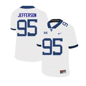 Men's WVU #95 Jordan Jefferson White 2019 Official Jersey 235501-442