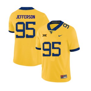 Men's WVU #95 Jordan Jefferson Yellow 2019 Stitch Jersey 803116-859