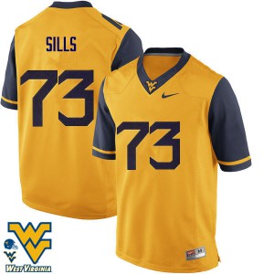 Mens West Virginia University #73 Josh Sills Gold Football Jerseys 746190-289
