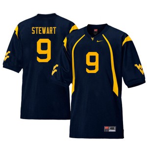 Men West Virginia #9 Jovanni Stewart Navy Retro Official Jersey 301000-294