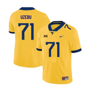 Men West Virginia University #71 Junior Uzebu Yellow 2019 Stitched Jerseys 388738-873