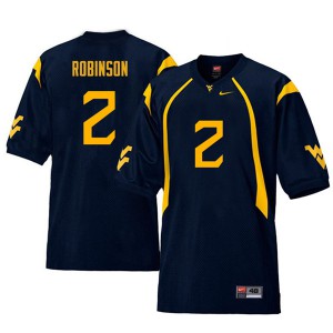 Men West Virginia Mountaineers #2 Kenny Robinson Navy Retro Stitched Jersey 611579-797