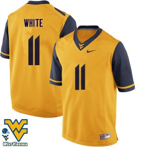 Mens West Virginia Mountaineers #11 Kevin White Gold Official Jersey 947308-498