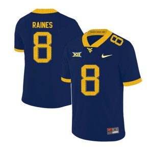 Mens West Virginia Mountaineers #8 Kwantel Raines Navy 2019 Official Jersey 709492-410