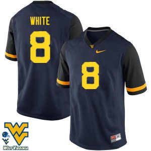 Mens West Virginia Mountaineers #8 Kyzir White Navy NCAA Jerseys 574008-153