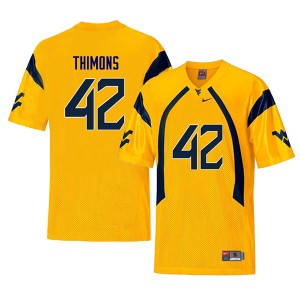 Men West Virginia Mountaineers #42 Logan Thimons Yellow Retro Official Jersey 348004-785