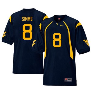 Men's WVU #8 Marcus Simms Navy Retro Stitched Jerseys 104807-183