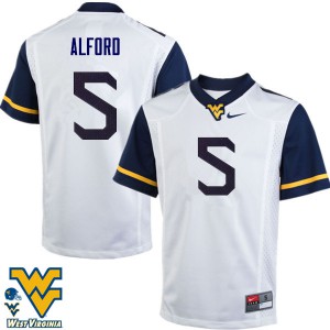 Mens West Virginia Mountaineers #5 Mario Alford White Stitched Jerseys 941827-905