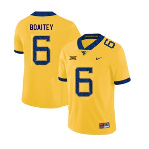 Mens West Virginia #6 Michael Boaitey Yellow 2019 Football Jerseys 672789-422